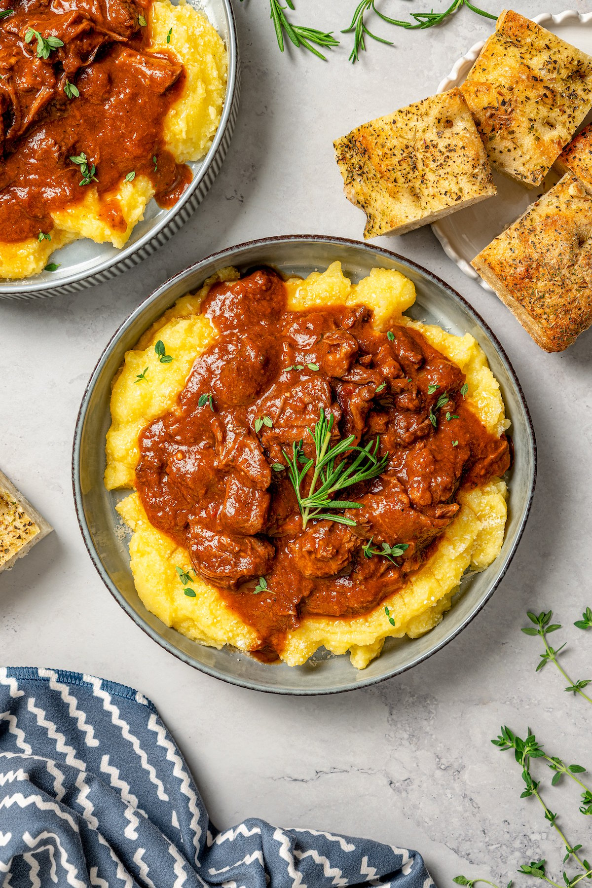 Tomatoey short ribs with creamy polenta. 